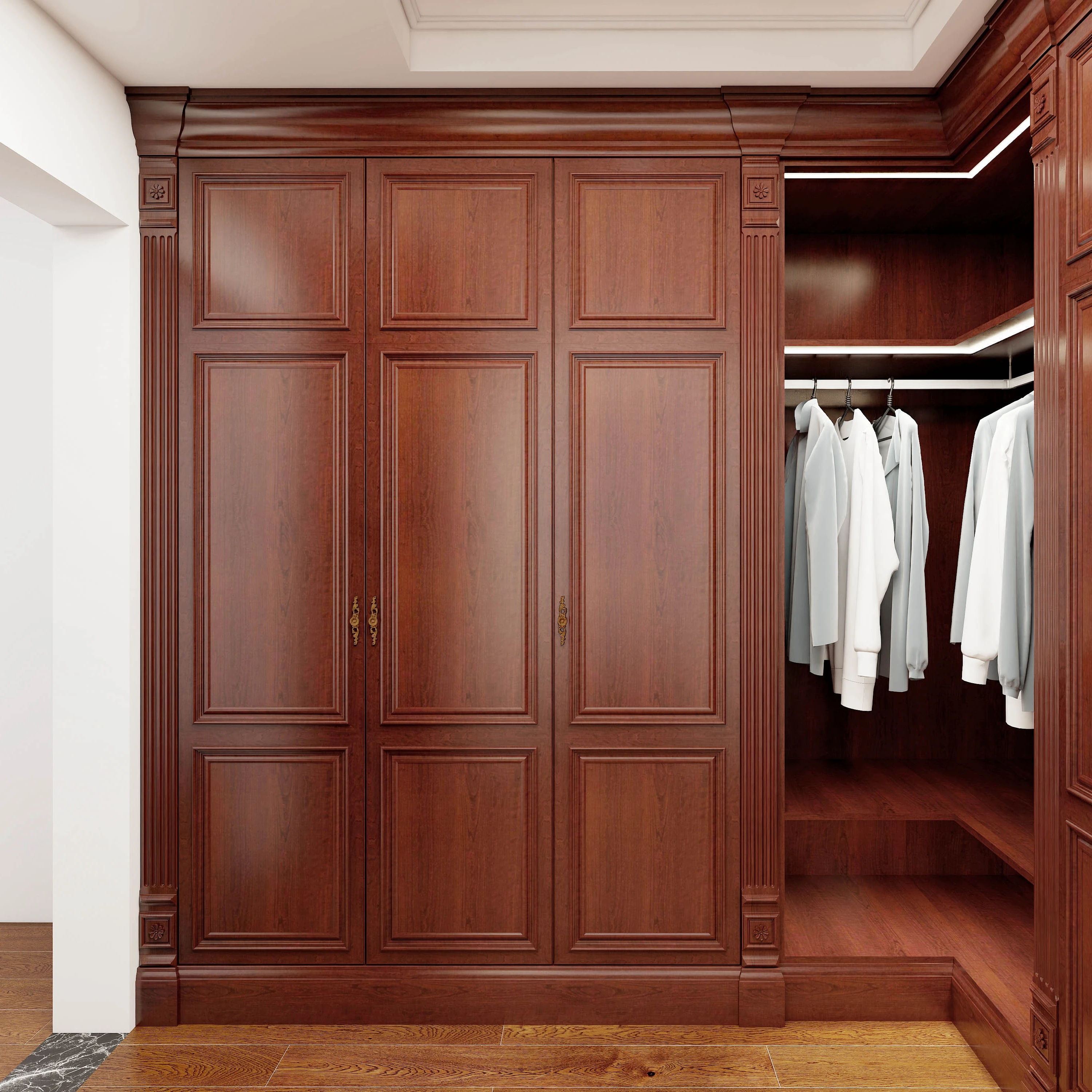 Solid wood with painting closet storage wardrobe customize almirah wardrobe birch cupboards for bedroom wardrobe