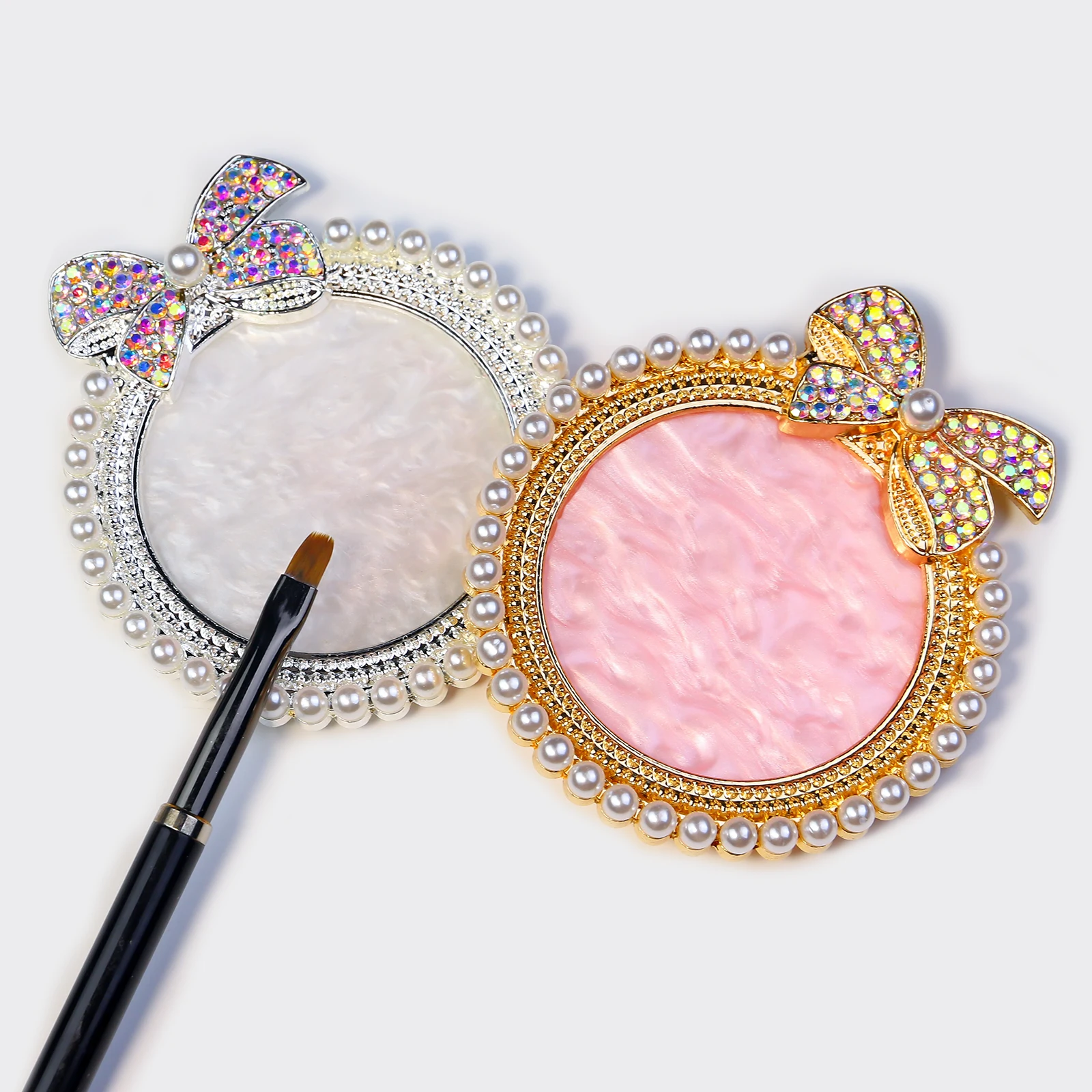 Misscheering   Alloy Resin Nail Tips Display Bow Pearl Nail Color Painting Solid Gel Nail Palette