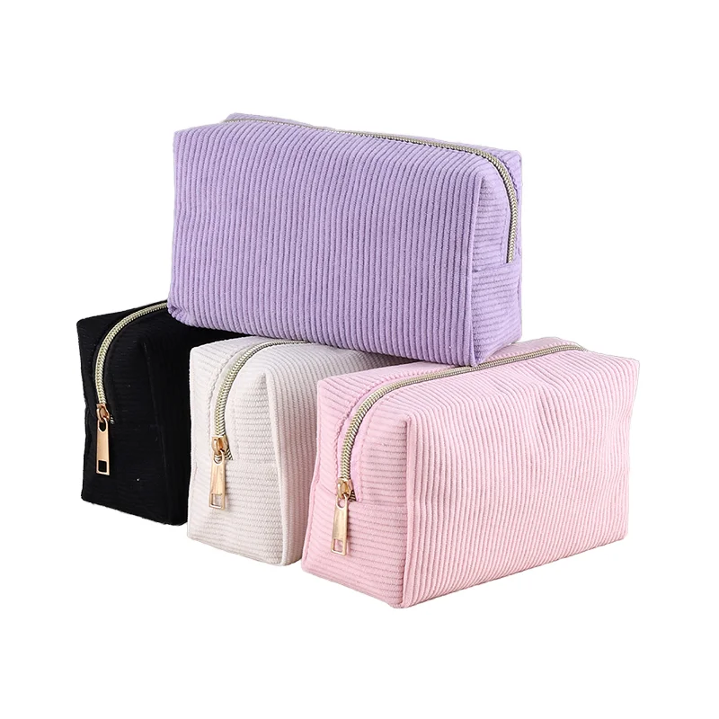 Custom New Pencil Cases Large-Capacity Corduroy Business Portable beautiful Colors Pencil Bags For School