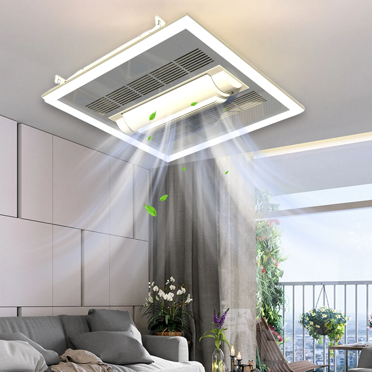 Square Centrifugal Drop Remote Controller living room modern ceiling fan with led light