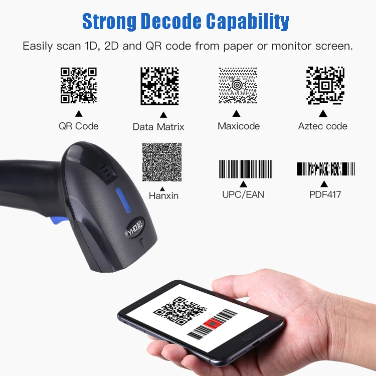 Qr Code Scanner High Speed 1d 2d Barcode Scanner Usb Barcode Reader excellent decoding ability