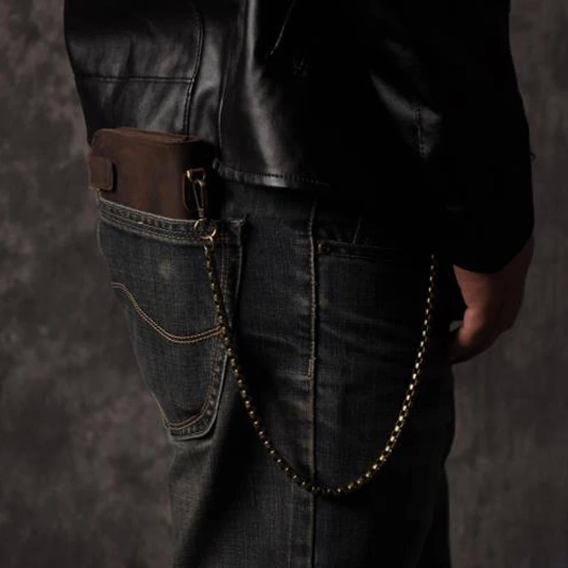 RFID Anti-theft Chain Crazy Horse Leather Retro Style First Layer Luxury Wallet Men