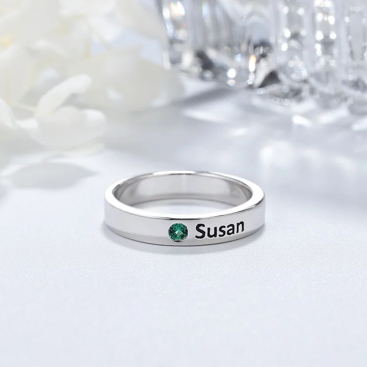 personalized name 925 sterling silver custom engraved birthstone rings