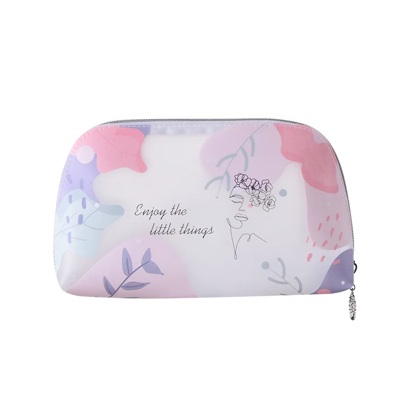 Woman Zipper Cosmetic Bag TPU Girl Character Toiletries Makeup Storage Case Frosted Transparent Travel For Lipstick Cream