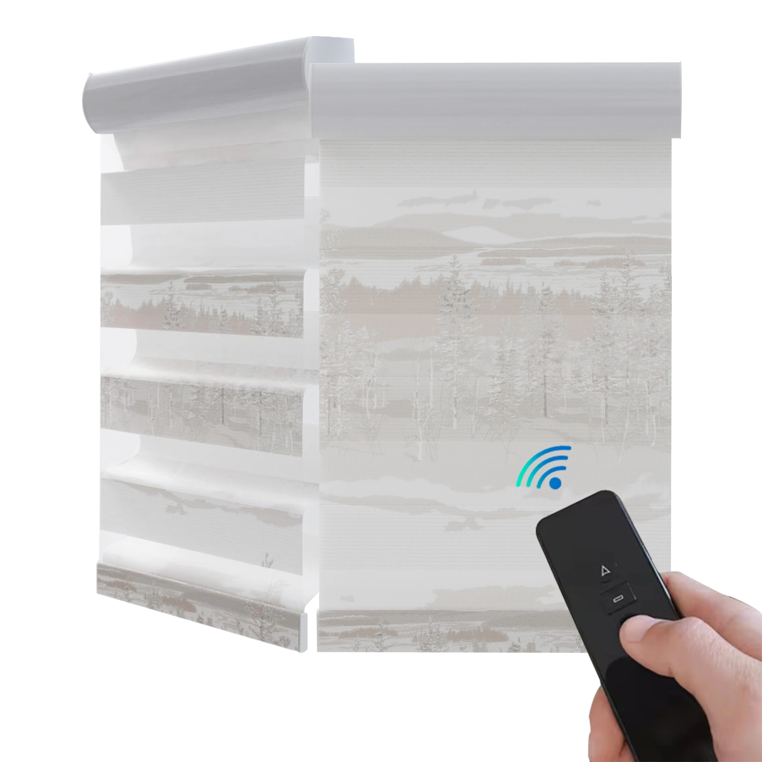 Jacquard flower pattern zebra blinds wifi control motorized dual zebra blinds