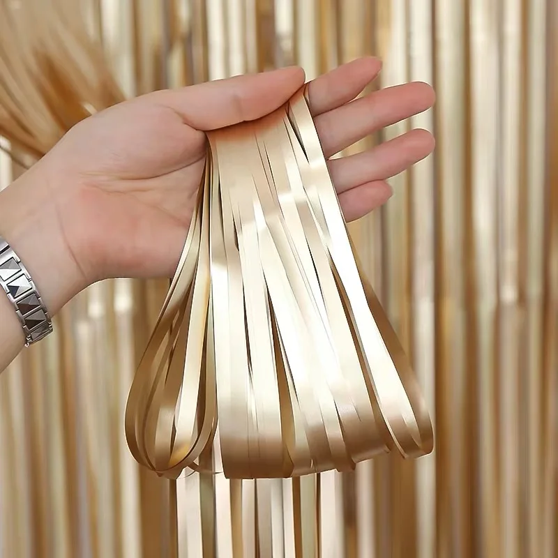 Gold Tinsel String Foil Fringe Curtain Shiny Shimmer Party Wedding Birthday Door Decoration Custom Metallic Foil Curtain