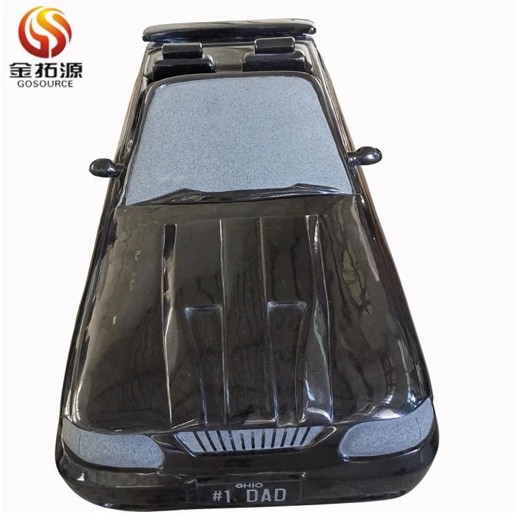 Black Granite Car Statue Tombstone