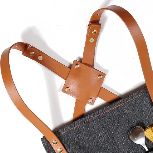 hot sale barista apron black bartender apron customized logo long sleeve  eating apron