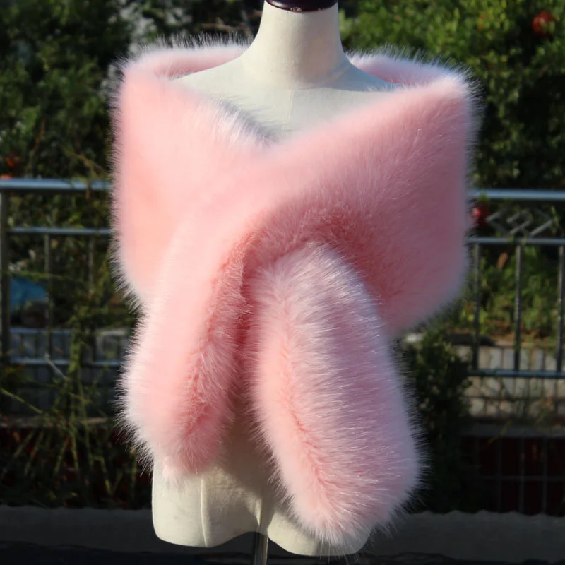Winter New Big Shawl Imitation Fur Wedding Dress Evening Dress Imitation Raccoon Fox Fur Shawl Neck Scarf Trendy Women