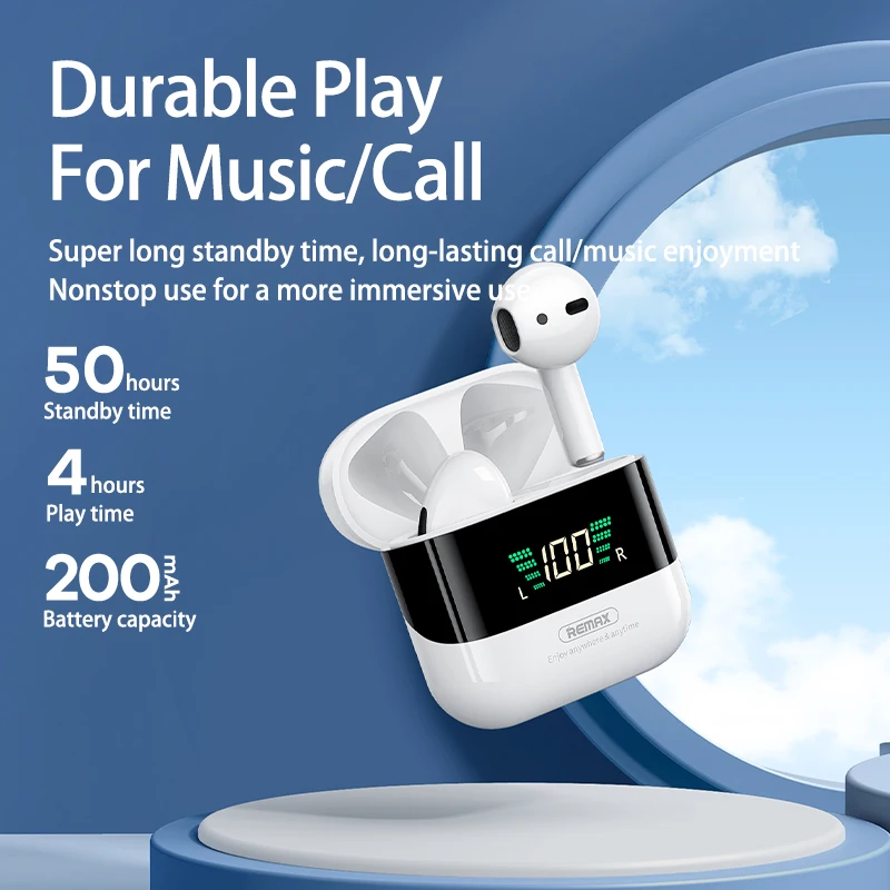 Remax TWS-10i плюс цифровой дисплей наушники Bluetooth беспроводные наушники-вкладыши Tws с мобильные телефоны I12 для