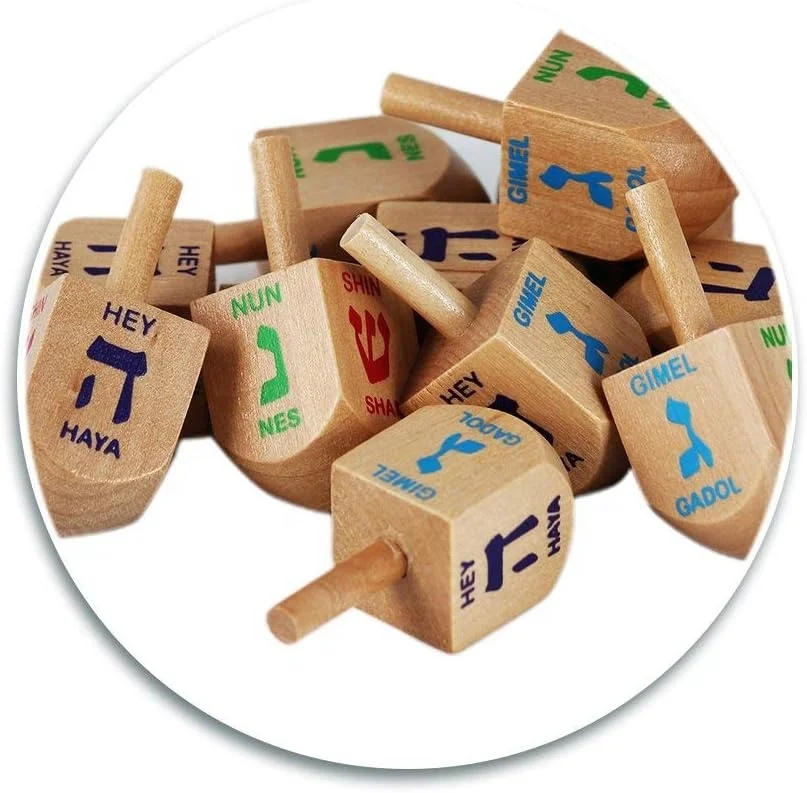 Customized Design Your Own Wooden Chanukah Dreidel, Unfinished Natural Wood Dreidels