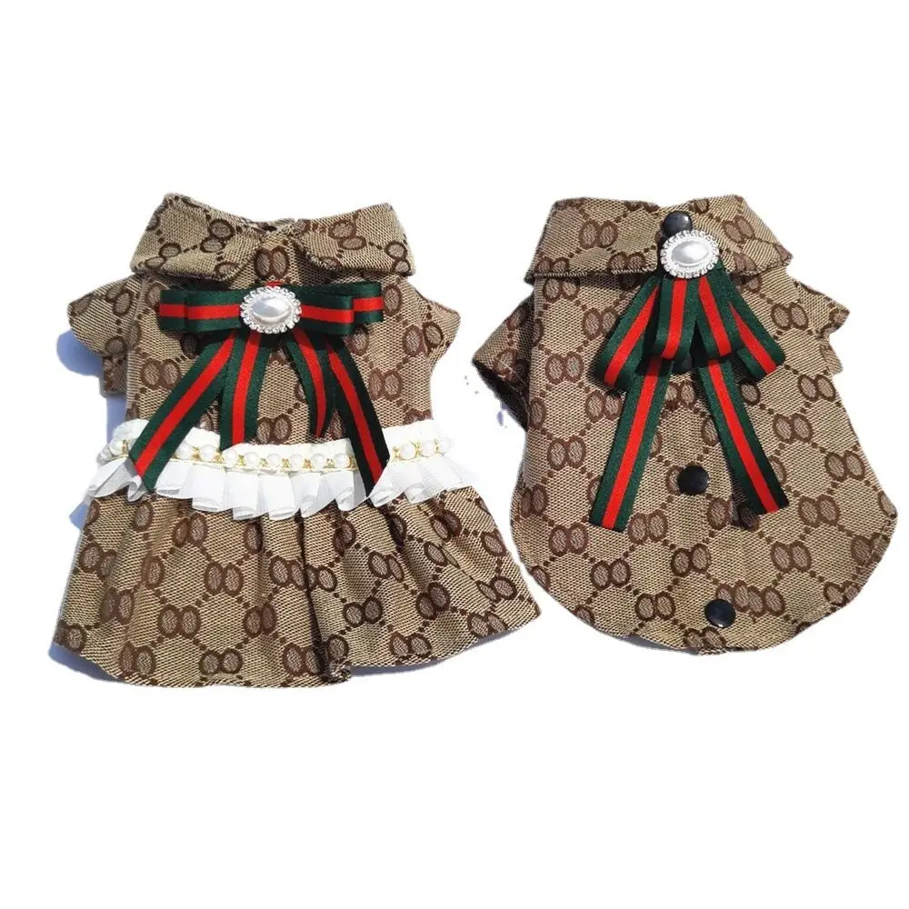 Trendy brand puppy clothes luxury summer dog clothes pet clothes wholesale dog cat couple shirt skirt