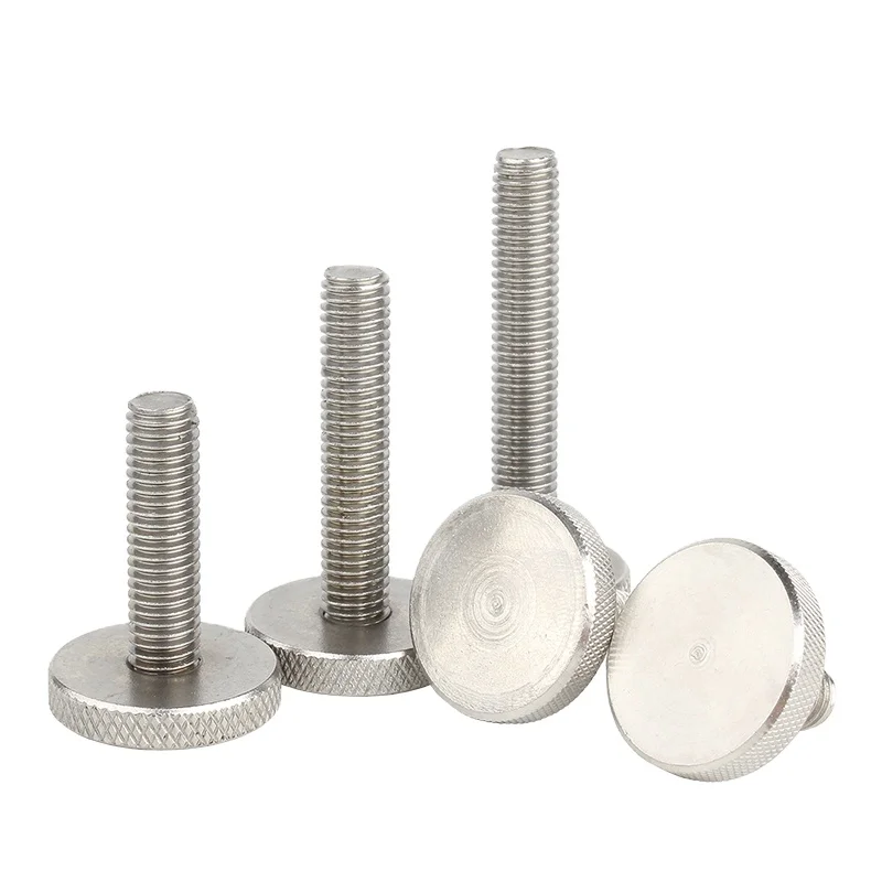 China round screw low thin M3M4 flat head knurled screw hand screw bolt stainless steel