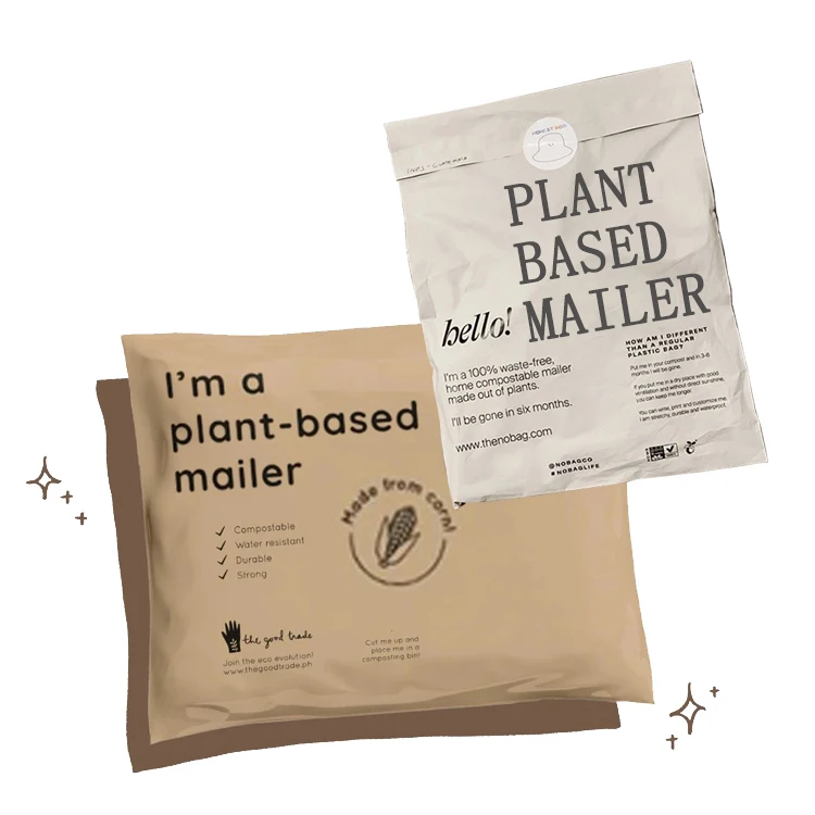 Custom plant based biodegradable compostable mailer poly mailing bag shipping clothing package plastic envelope post courier
