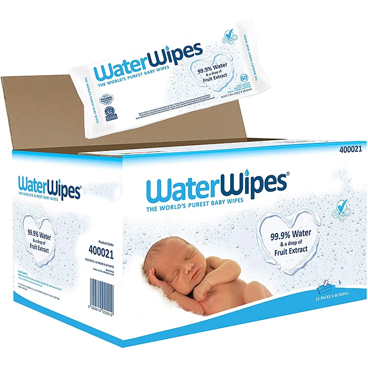 60ct Sensitive Non-Woven Baby WaterWipes Baby Wipes Babies 99.9 Pure Water Popular In Asia/EU Water Wipes for Newborns