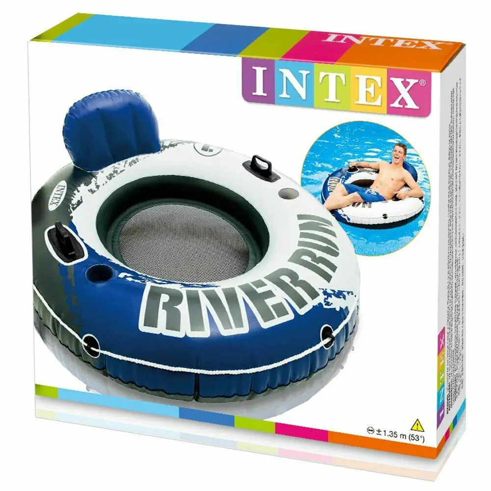 Intex 58825 Inflatable Wheel River Run 135 Diameter Blue Beach and Pool Water Float For 1 Person