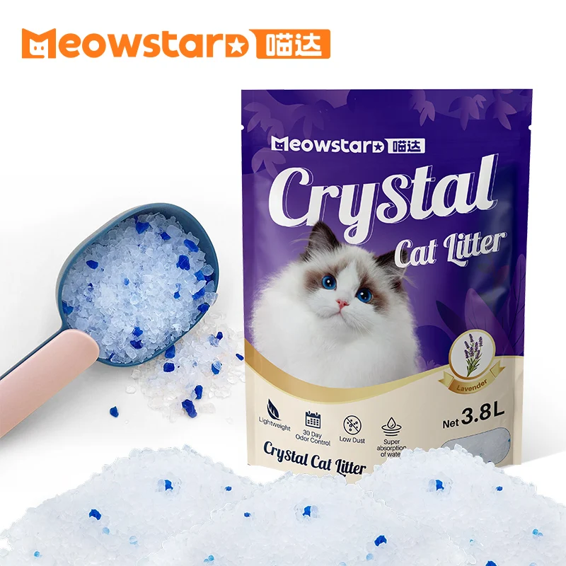 High quality dust crystal silica gel cat litter factory supply silicone cat litter PH Health Care Silica Gel Cat Litter