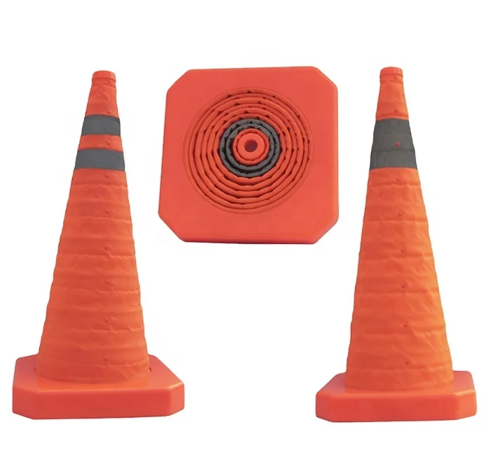 Portable ABS Plastic Base Traffic Cones Telescopic Retractable Foldable Safety Parking Traffic Warning cone