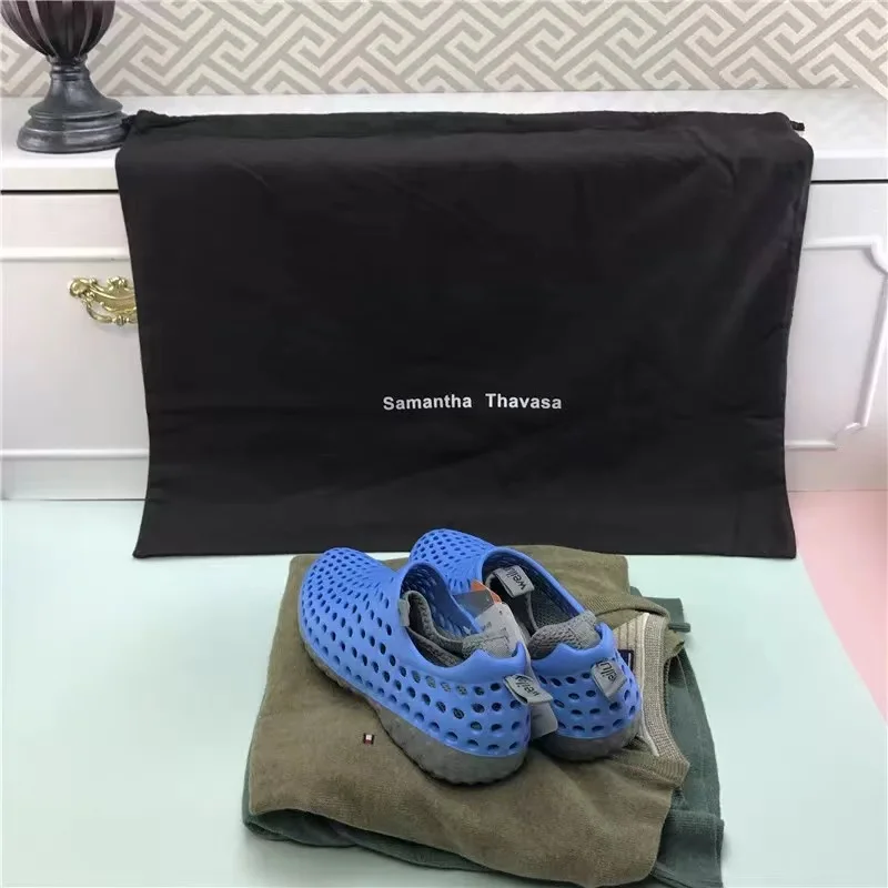 Reusable Black 100% Cotton Canvas Dust Bag Custom Printed Muslin Drawstring Bag Laundry Bag