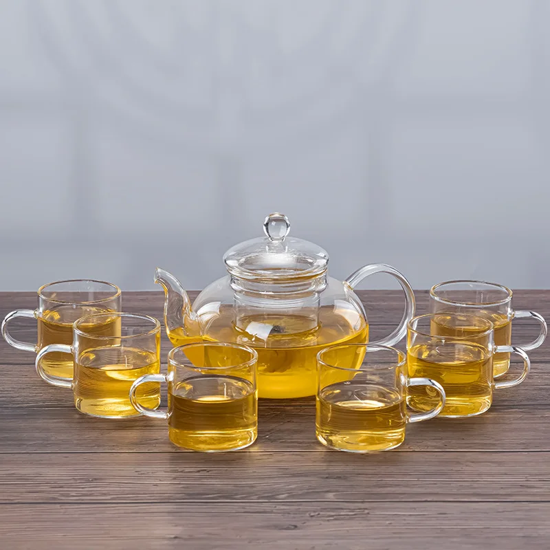 Modern Design Large Capacity Borosilicate Glass Teapot Set Heatproof Transparent Infuser with Removable Loose Tea Glass Water