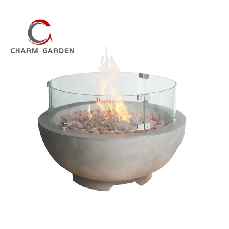 Concrete Tabletop Fire Pit Bowl Mini Personal Fireplace for Indoor and Outdoor Use