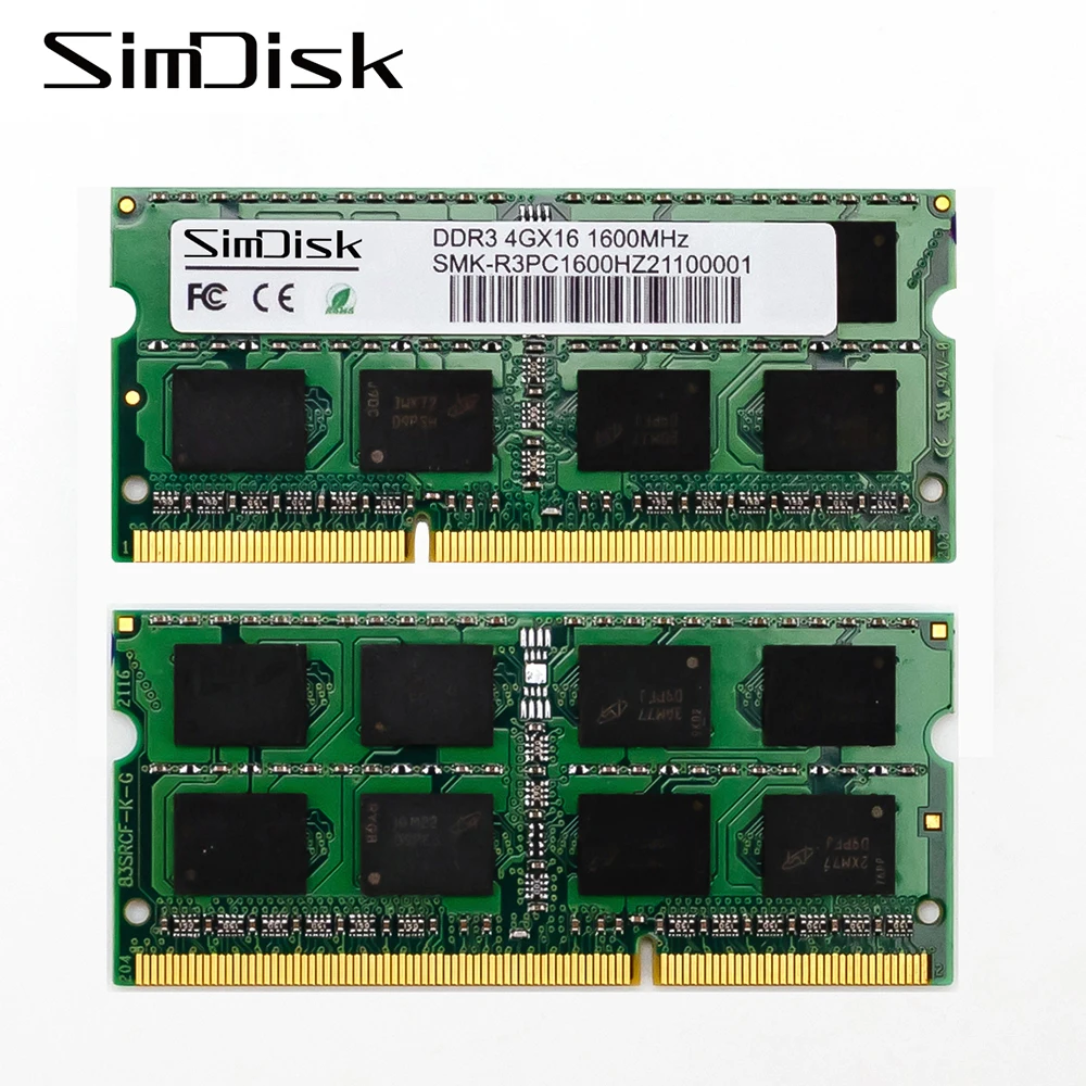 SimDisk Заводской магазин DDR3 DDR4 DDR5 8 Гб 1600 МГц оперативная память для ноутбука Pc3l 12800s