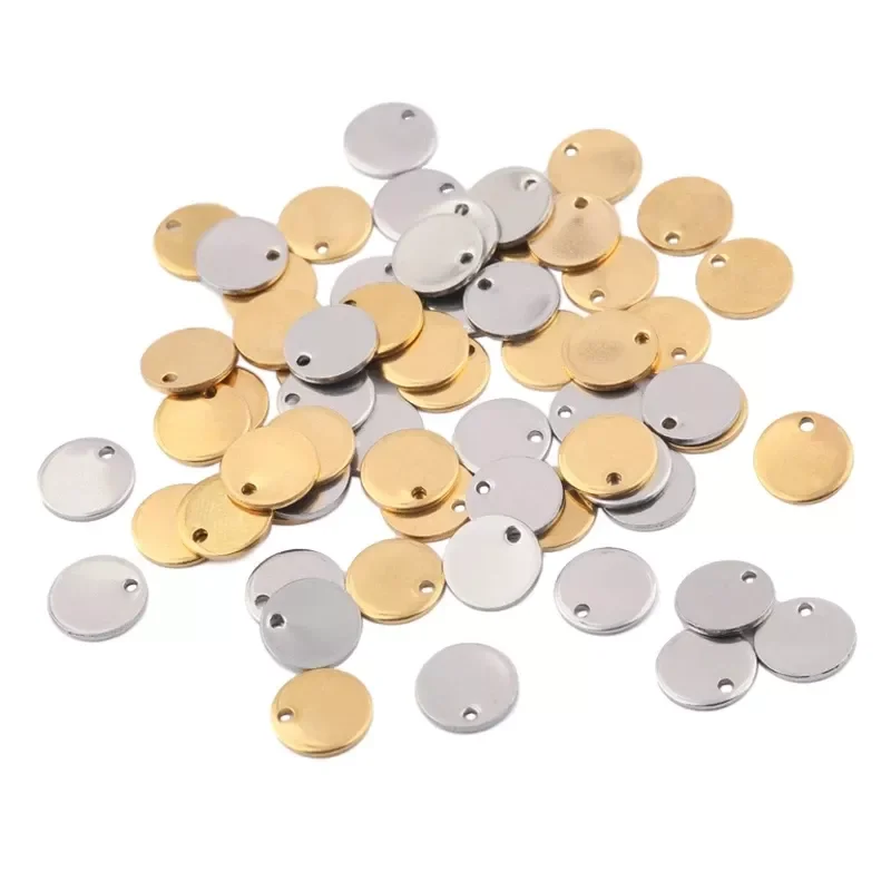 Various Sizes disc Stainless Steel Stamping Charms Silver Gold Plated Round Blank Logo Tags For Diy Bracelet Jewelry Making
