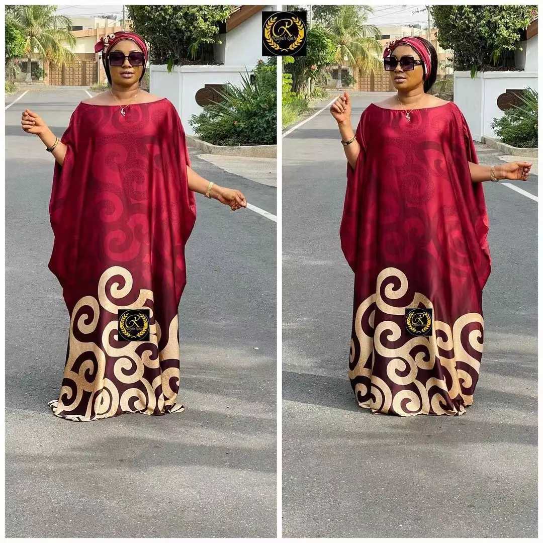 Sinya New Product Loose Muslim Hijab Print African Women Gowns Robe Dresses Plus Size Oversize Female Ladies Clothing