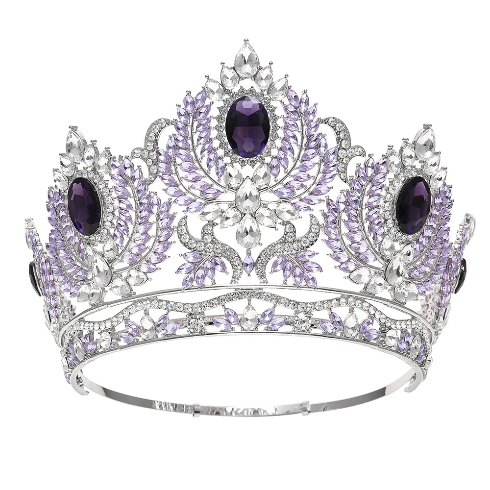 Europe And The United States Super-sized Bride Crown Beauty Pageant Crown For Queens Baroque  Yellow Crystal Full  Crown