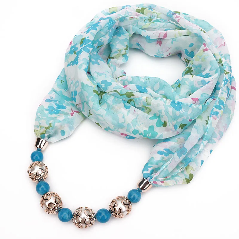 2020 Beaded Pearl scarf women chiffon necklace scarf in Amazon Bestseller