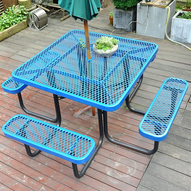 Outdoor Furniture Portable Expanded Metal Round Picnic Tables for Garden