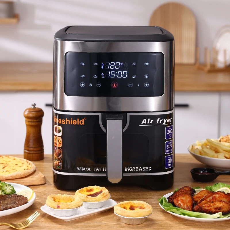Stainless Steel Smart Air Fryer with Super Long Digital Display Home Use Only Deep Electronic Screen Feature