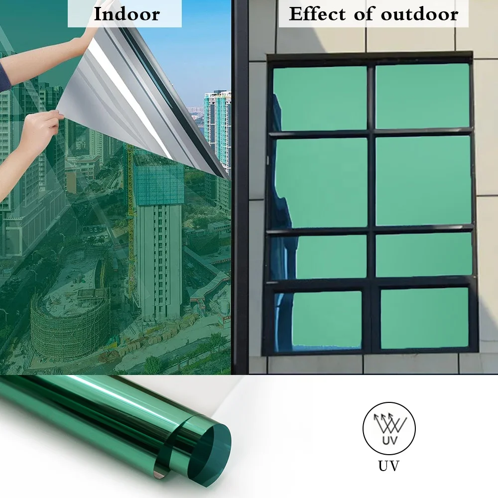 Customized factory Green Silver Building Film,One Way Vision Tinting Window Film,Security Window Tint For House/Office