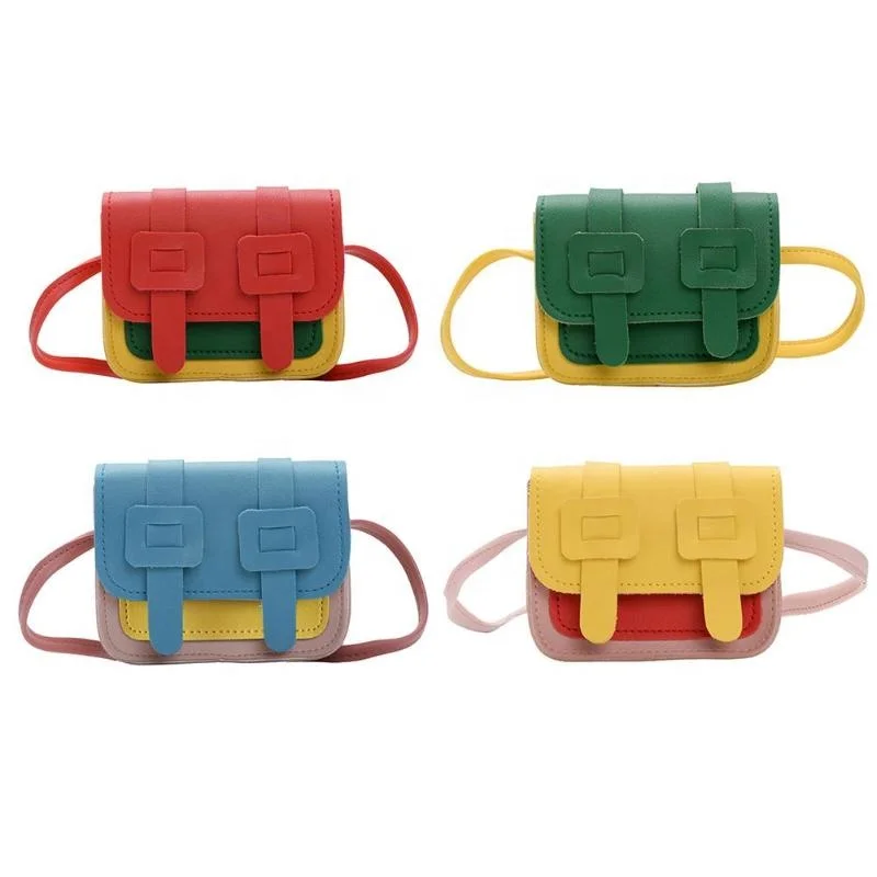 high quality mini Hit Color Shoulder Messenger Bags stylish elegant soft leather kids handbag