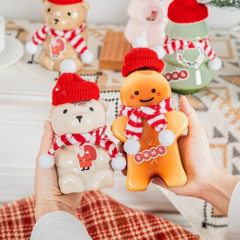 MAYSURE 16OZ Recycle PET Bottle Gingerbread Man Juice Plastic Bottle Perfect for Christmas Birthday Parties and Holiday Decor