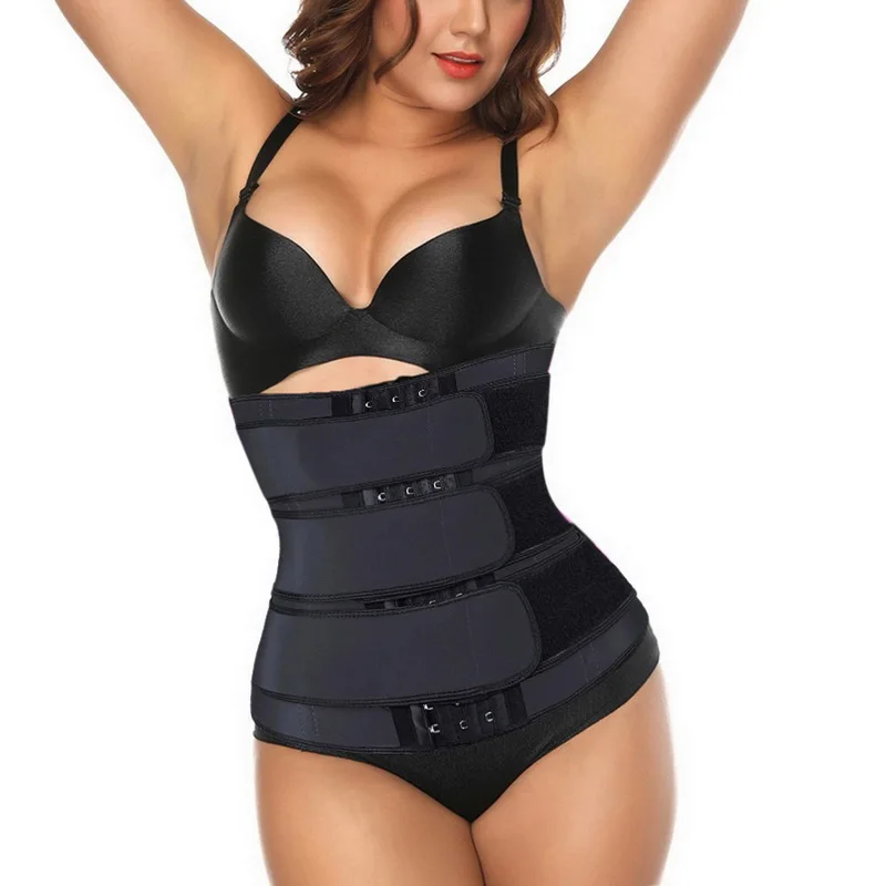 
Women Waist Trainer Thermo Sweat Belts Three Breasted Corset Tummy Body Shaper Fitness Modeling Strap 