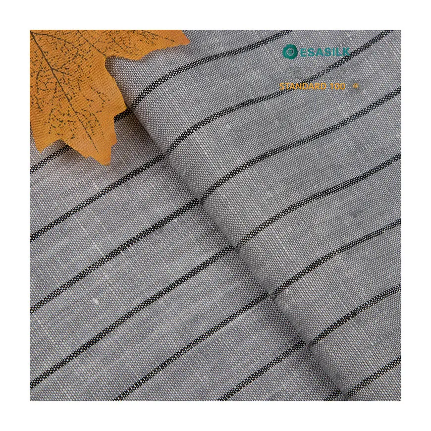 Pure french linen stripes fabric wholesale yarn dyed linen stripe fabric for linen pants fabric wholesale manufacturers