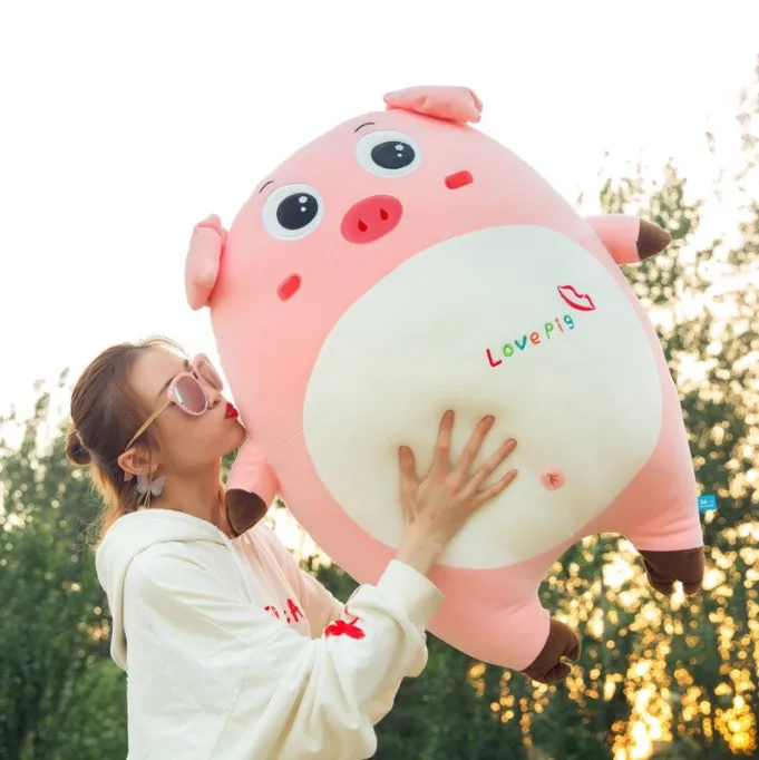 2023 customize logo girls Pink pig with Emotional Plush Stuffed toys floor pillow