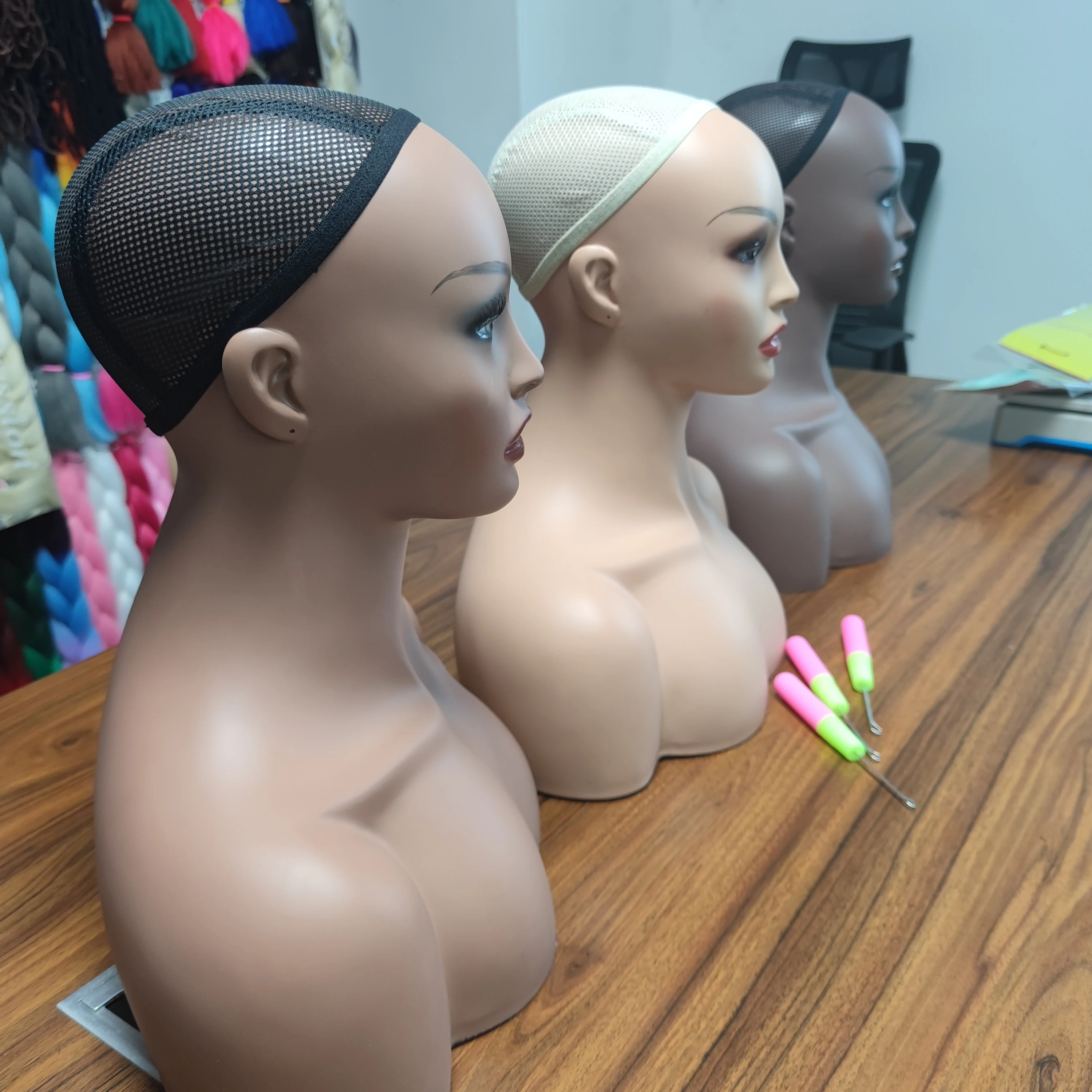 
Wholesale PVC Head mannequin with bust wig headstand for wigs display making styling and jewelry display mannequin 