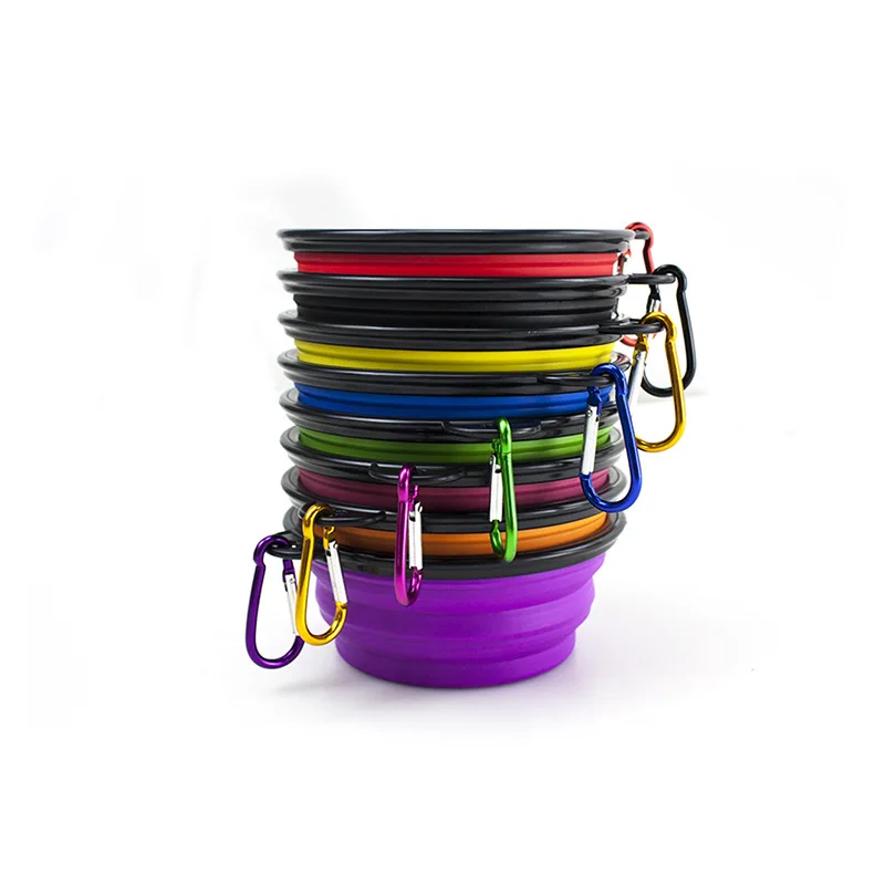 
hot selling Free Sample Custom Foldable Silicone Pet Water food Bowl Collapsible Travel Dog Bowl 