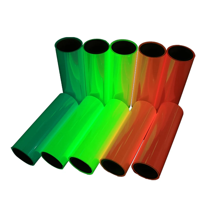 Reflective fluorescent adhesive vinyl / glow in the dark vinyl roll