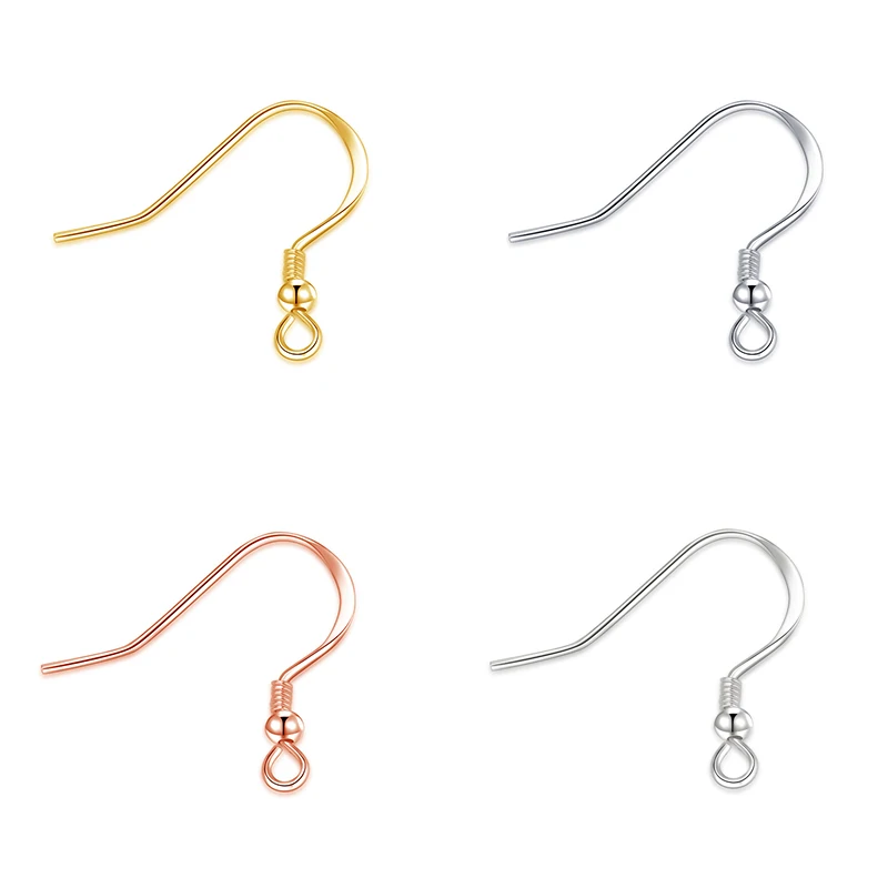 Wholesale Basic Earring Hooks Add Round Beads Jewelry Accessories Handmade Gold Plated 925 Sterling Silver Drop Earrings