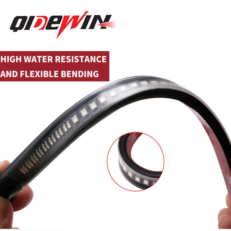 Motorcycle Light Strip Dual Color Waterproof DC 12V Flexible Stop Running Light Turn Signal Brake Tail Strip for Car ATV Niva