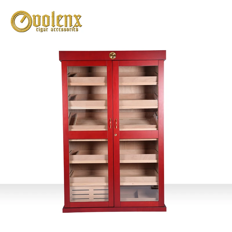 Wholesale Classical High Quality Wood Cigar Cabinet  Showcase box Large Storage Custom Logo Cigar Humidor Cabinet