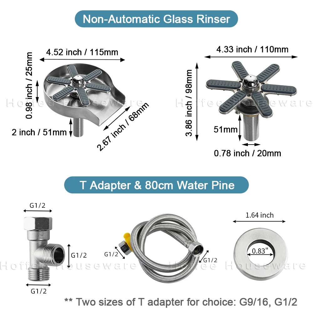 Bar Sink Automatic Cup Washer Stainless Steel 304 Bottle Glass Rinser Coffee Pitcher Rinser For Kitchen Bar Cafe