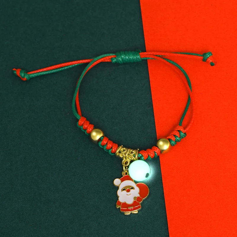 Trendy Stock Luminous Glowing Bracelet Christmas Glow In Dark Rope Woven Braided Couple Bracelets