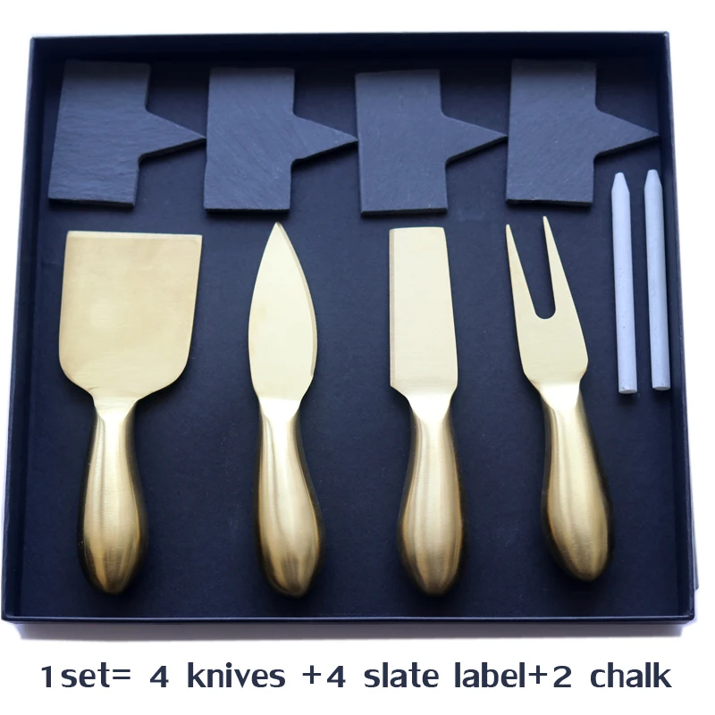 Quality Gold color 3pcs Gold  Knife Set Stainless Steel  Cheese Cake Cutter dessert cutlery