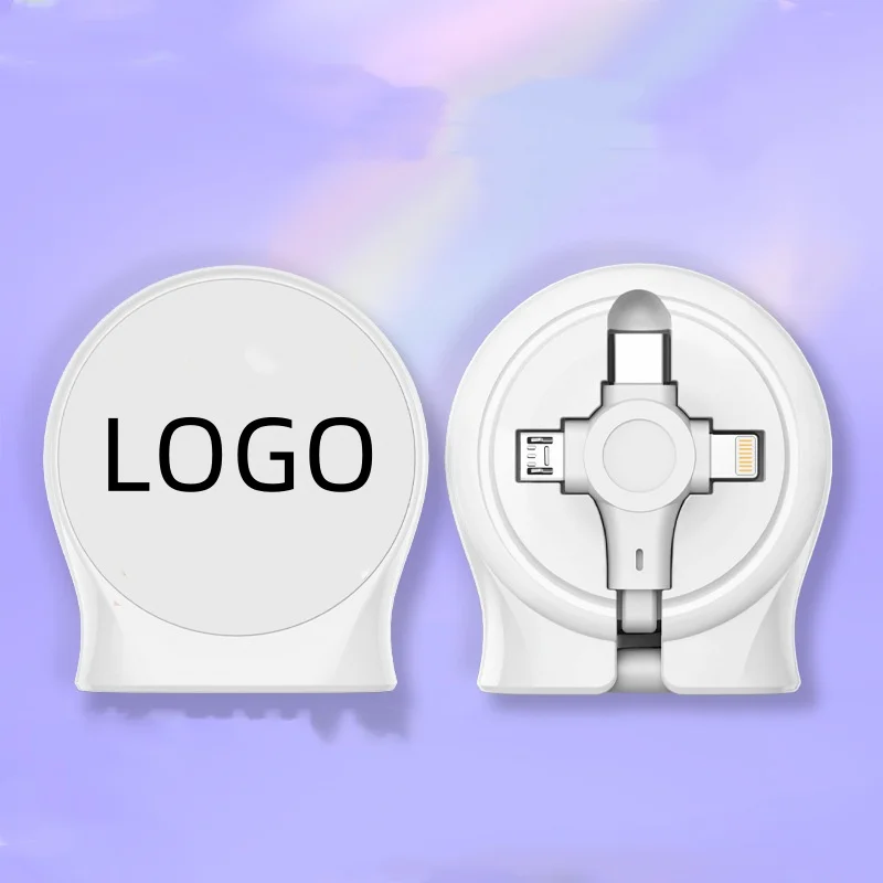 Customized LOGO  1.1 M Charging Cable Durable Type 3 In 1 Creative Portable Retractable Usb Charging Cable