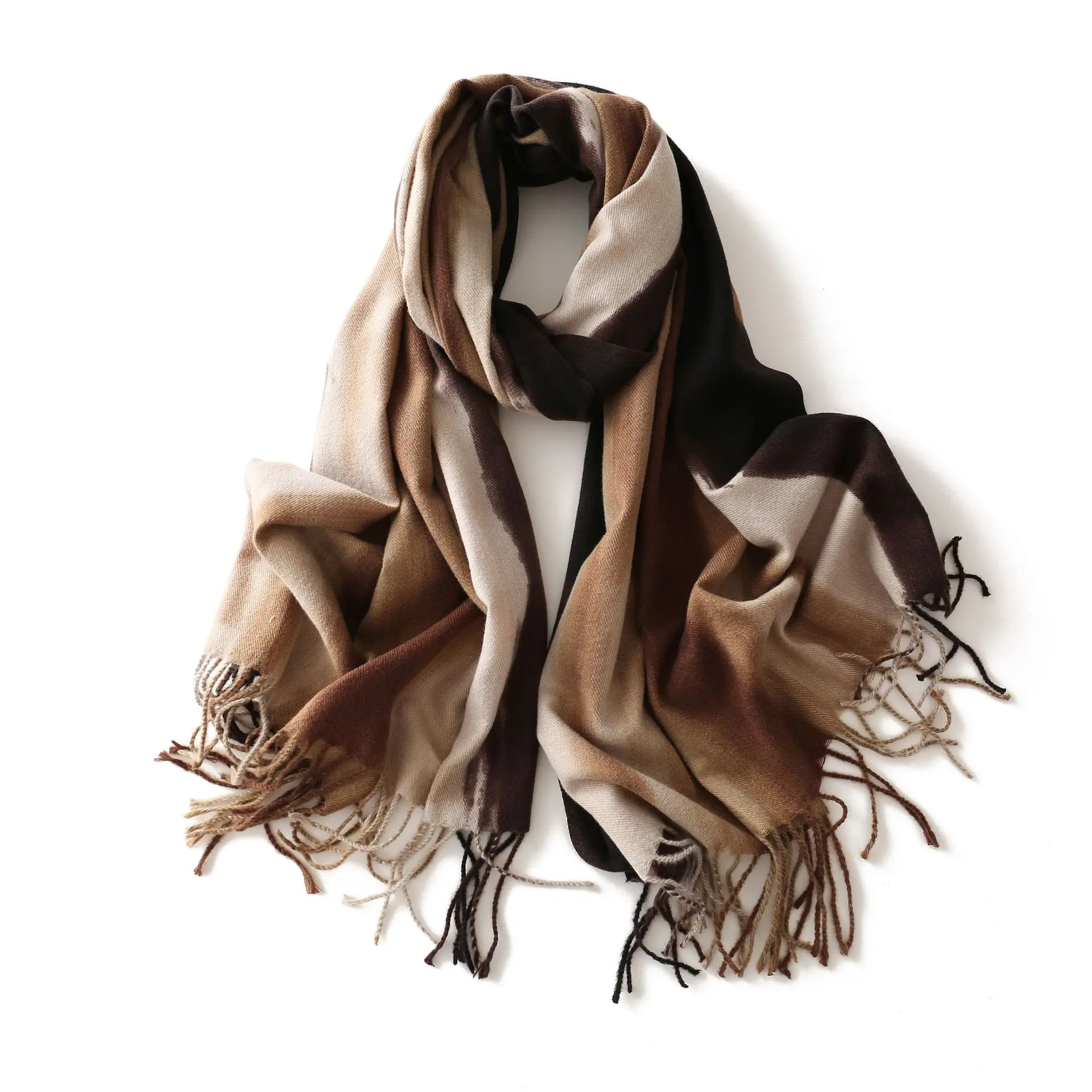 Yucat Wholesale Girls Warm Thick Scarves Shawls Ladies Winter Plaid Tassel Cashmere Scarf For Women