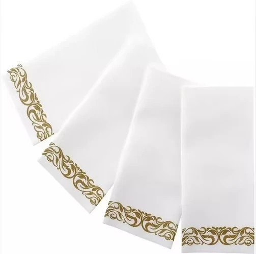 Wholesale Gold Stamping 1 Ply Custom Disposable Manufactures Tissue Paper Dinner Floral Napkins